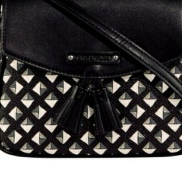 Vera Bradley Black and White Geometric Pattern Tassel Crossbody - Picture 2 of 2